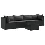 vidaXL Salon de jardin 5 Pièces avec coussins Noir Résine tressée