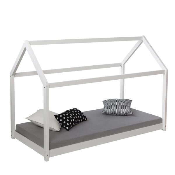 Lit enfant avec matelas 90 x 200 cm lit de jeu maisonnette lit en bois blanc