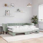 vidaXL Lit de jour avec gigogne et matelas gris clair 80x200cm velours