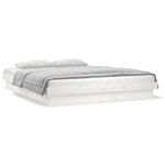 vidaXL Cadre de lit à LED blanc 135x190 cm double bois massif