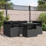 vidaXL Ensemble de canapé de jardin 7 Pièces Noir 100 x 55 x 73 cm
