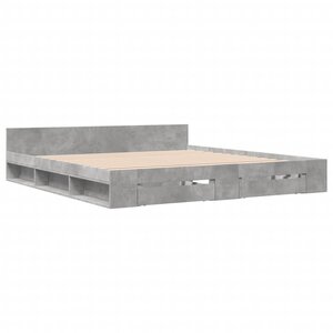 vidaXL Cadre de lit à tiroirs gris béton 180x200 cm bois d'ingénierie