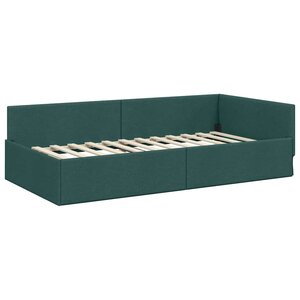 vidaXL Cadre de lit d'angle Vert foncé 90 cm x 200 cm tissu