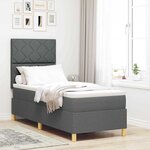 vidaXL Lit à ressorts avec tête de lit Gris foncé 80 x 200 cm tissu