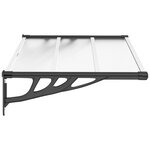 vidaXL Auvent de porte Noir et transparent 122x90 cm Polycarbonate