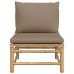 vidaXL Canapé central de jardin avec coussins taupe bambou