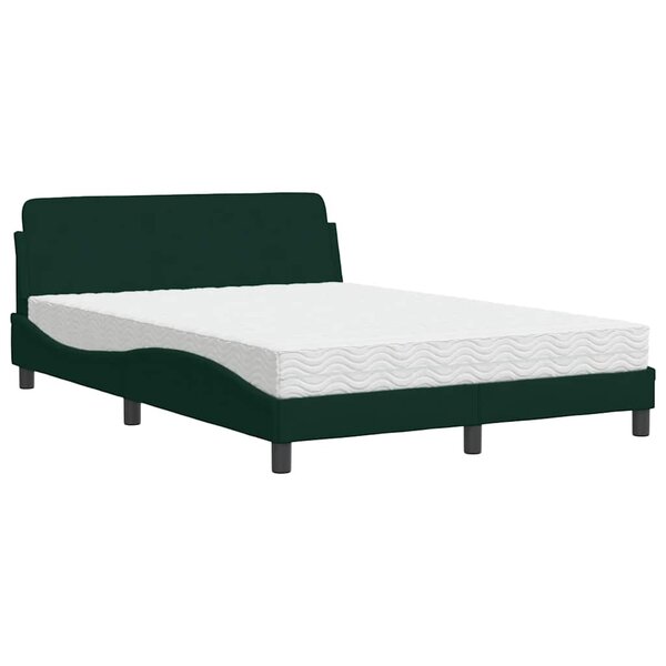 vidaXL Lit avec matelas Dover vert foncé 140x190 cm velours