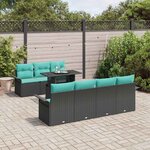vidaXL Ensemble de canapé de jardin 8 Pièces Noir Poly Rattan