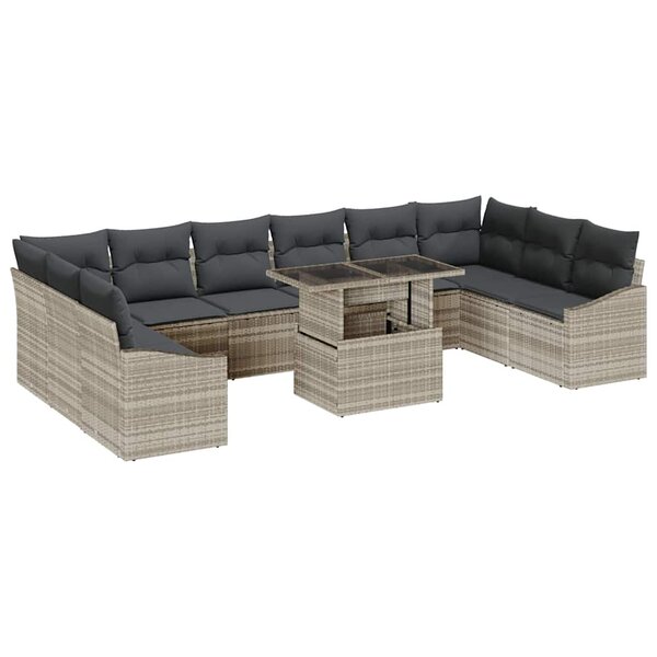 vidaXL Ensemble de canapé de jardin 11 Pièces Beige Gris foncé