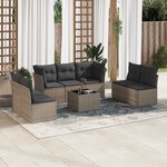 vidaXL Salon de jardin 8 Pièces avec coussins gris résine tressée