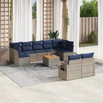 vidaXL Salon de jardin 10 Pièces avec coussins gris résine tressée