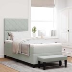 vidaXL Lit à ressorts avec matelas Gris clair 90 x 200 cm Velours