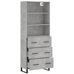 vidaXL Buffet haut Gris béton 69 5x34x180 cm Bois d'ingénierie