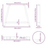 vidaXL Pieds de table à manger en forme de A  2 pièces  noir  100 x (72-73) cm  acier