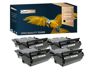 Qualitoner x4 toners 12a7462 12a7362 noir compatible pour lexmark