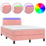 vidaXL Sommier à lattes de lit et matelas LED rose 120x190 cm velours