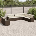 vidaXL Salon de jardin 10 Pièces avec coussins marron résine tressée