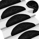 vidaXL Tapis d'escalier 30 pièces 56 x 17 x 3 cm Noir Demi-rond