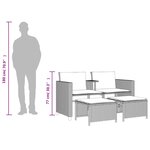 vidaXL Canapé de jardin 2 places avec table et tabourets beige rotin
