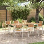 vidaXL Chaise de jardin 8 Pièces Marron 56 x 54.5 x 87 cm Teck massif