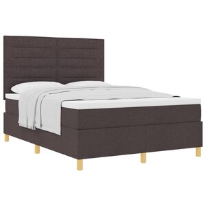 vidaXL Lit à ressorts avec matelas Marron foncé 140 x 190 cm tissu