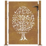 vidaXL Portail de jardin 105x155 cm acier corten conception de l'arbre