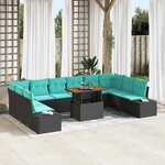 vidaXL Ensemble de salle à manger pour jardin 11 Pièces Noir et Sarcelle