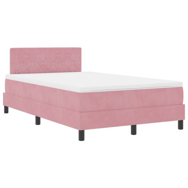 Lit coffre vidaXL avec matelas rose petit double velours