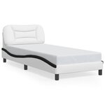 vidaXL Cadre de lit avec LED sans matelas blanc et noir 90x190 cm