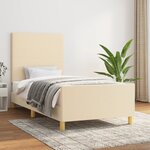 vidaXL Cadre de lit avec tête de lit Crème 80x200 cm Tissu