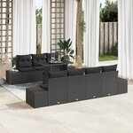 vidaXL Ensemble de Canapés de Jardin 8 Pièces avec Coussins Noir Rattan