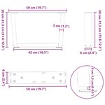 vidaXL Pieds de table basse en forme de V  2 pièces  anthracite  50 x (30-31 3) cm  acier