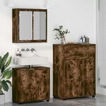 vidaXL Ensemble de mobilier de salle de bain 3 Pièces Chêne fumé