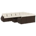 vidaXL Salon de jardin et coussins 11 Pièces marron résine tressée