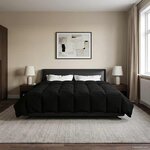 vidaXL Duvet d'hiver Matelassé Noir 200 x 220 cm Microfibre