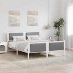 vidaXL Cadre de lit avec tête de lit Blanc et gris clair 150 x 200 cm
