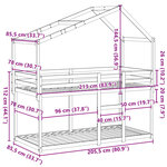 vidaXL Lit superposé avec toit 80x200 cm bois de pin massif