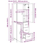 vidaXL Haut Armoire Montage mural Chêne artisanal 69 5 x 34 x 180 cm