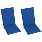 vidaXL Chaises de jardin lot de 2 et coussins bleu royal Teck massif