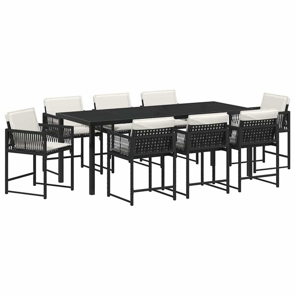 vidaXL Ensemble de salle à manger pour jardin 9 pc Noir polyrotin