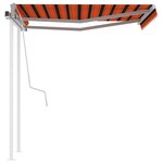 vidaXL Auvent manuel rétractable avec poteaux 3x2 5 m Orange et marron