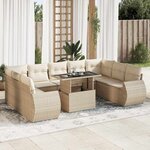 vidaXL Salon de jardin avec coussins 10 Pièces beige résine tressée