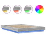vidaXL Cadre de lit et lumières LED sans matelas sonoma gris 120x200cm
