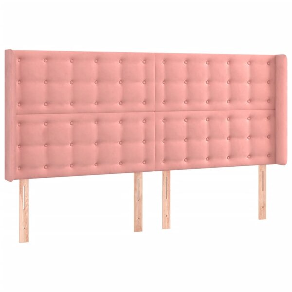 vidaXL Tête de lit avec oreilles Rose 183x16x118/128 cm Velours