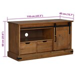 vidaXL Meuble TV HALDEN avec porte coulissante 110x40x60cm bois massif