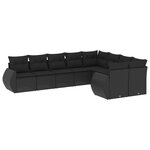 vidaXL Salon de jardin 9 Pièces avec coussins noir résine tressée