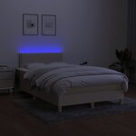vidaXL Sommier à lattes de lit matelas et LED crème 120x190 cm tissu