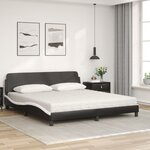 vidaXL Lit avec matelas Dover noir et blanc 180x200 cm similicuir