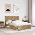 vidaXL Cadre de lit Chêne artisanal 140 x 190 cm Bois d'ingénierie