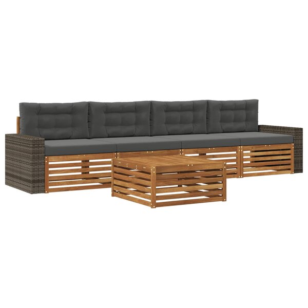 vidaXL Ensemble de canapés d'extérieur 5 pc Naturel et Anthracite